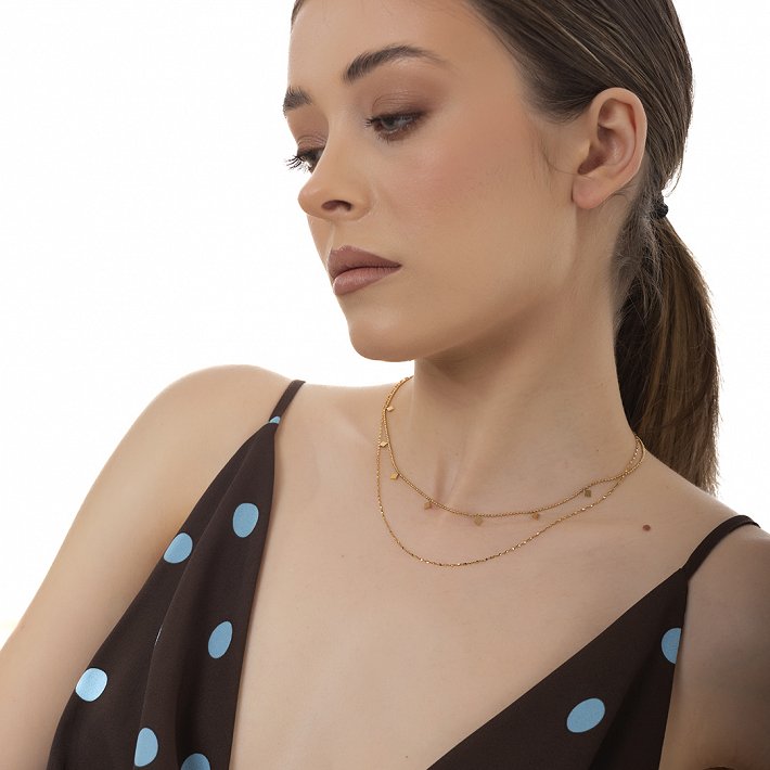 Oxzen γυναικείο ατσάλινο κολιέ διπλό