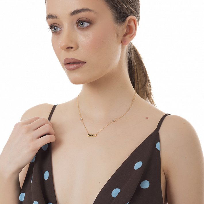 Oxzen ατσάλινο κολιέ με ζιργκόν