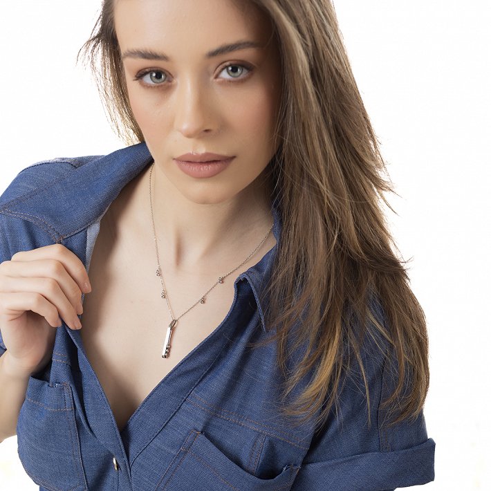 Oxzen ατσάλινο κολιέ μπάρα με ζιργκόν