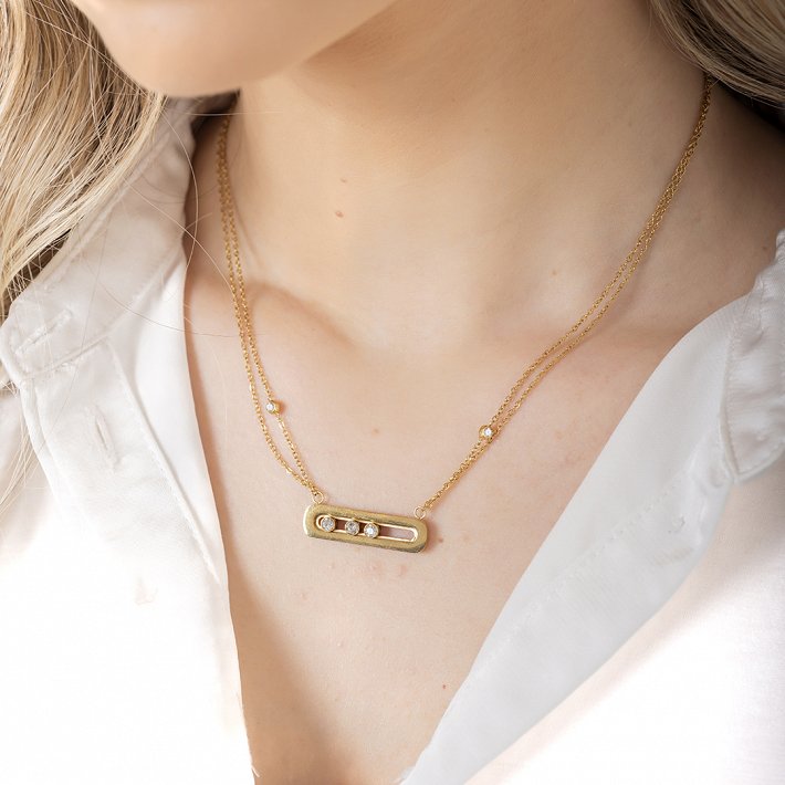 Oxzen ατσάλινο κολιέ μπάρα με ζιργκόν