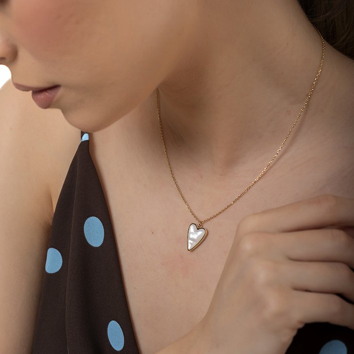 Oxzen ατσάλινο κολιέ με καρδιά οπάλιο