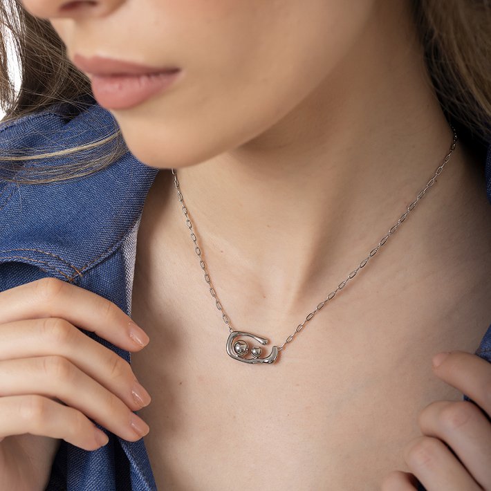 Oxzen ατσάλινο γυναικείο κολιέ