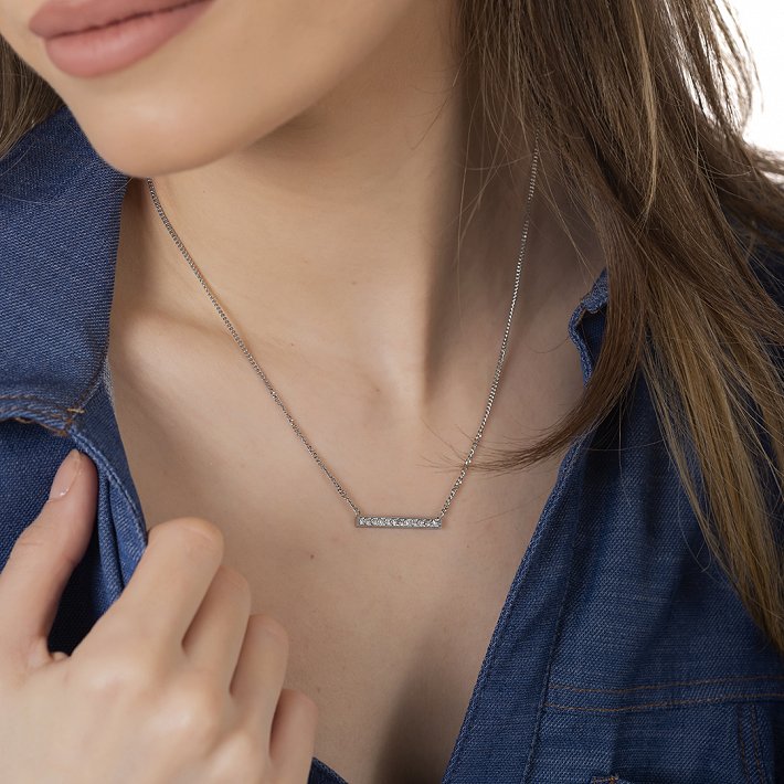 Oxzen ατσάλινο κολιέ μπάρα με ζιργκόν