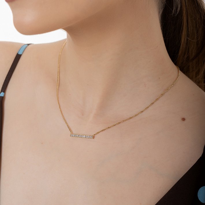 Oxzen ατσάλινο κολιέ μπάρα με ζιργκόν