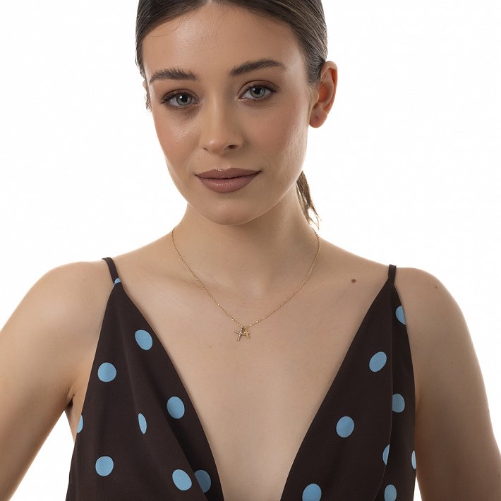 Oxzen ατσάλινο γυναικείο κολιέ διπλός σταυρός