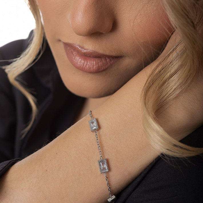 Oxzen ατσάλινο βραχιόλι με ζιργκόν