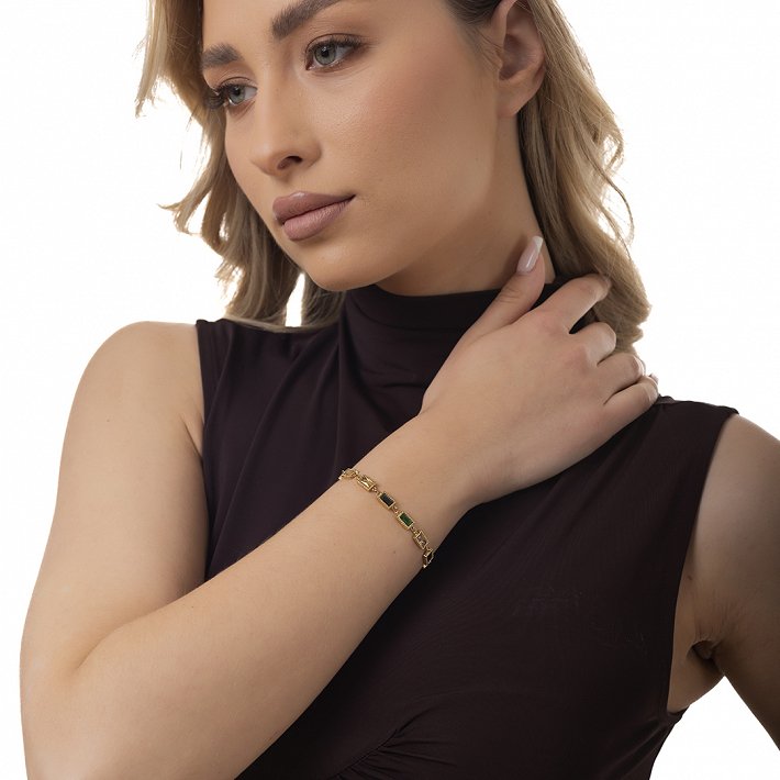 Oxzen ατσάλινο βραχιόλι Unisex με πολύχρωμα ζιργκόν