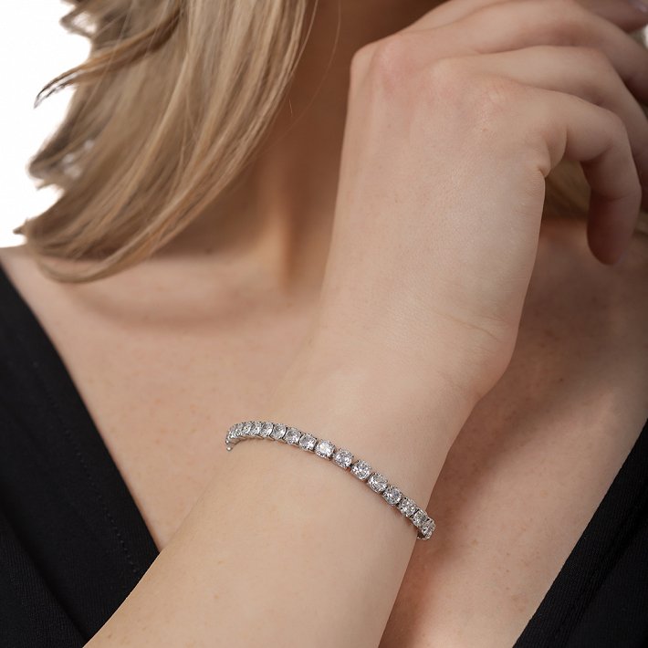 Oxzen βραχιόλι ατσάλινο Unisex ριβιέρα Tennis Iced Out με ζιργκόν 4mm