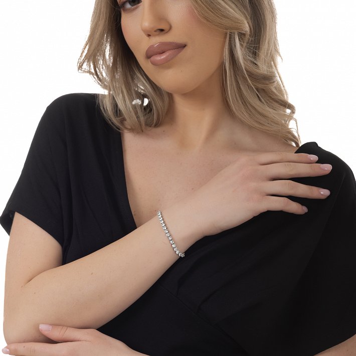 Oxzen βραχιόλι ατσάλινο Unisex ριβιέρα Tennis Iced Out με ζιργκόν 4mm