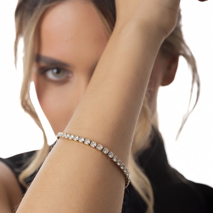 Oxzen βραχιόλι ατσάλινο Unisex ριβιέρα Tennis Iced Out με ζιργκόν 4mm