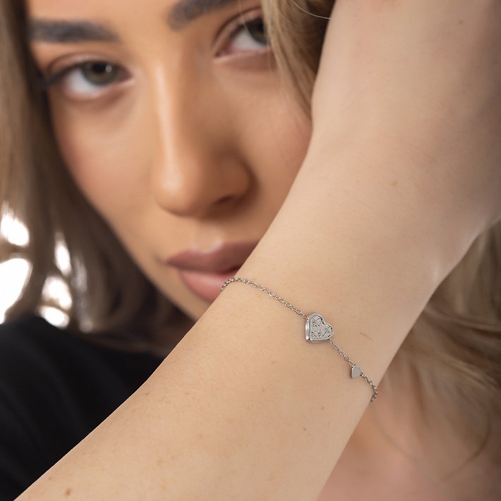 Oxzen ατσάλινο βραχιόλι με τριαντάφυλλο