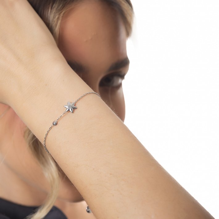 Oxzen ατσάλινο βραχιόλι με τριαντάφυλλο