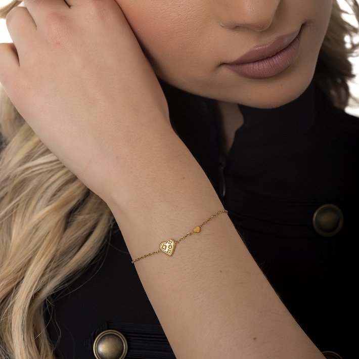 Oxzen ατσάλινο βραχιόλι με καρδούλα