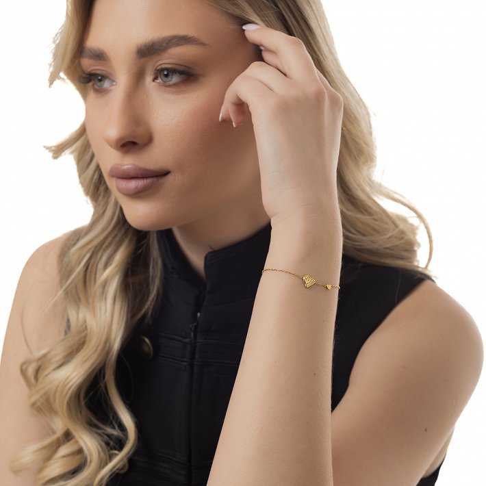 Oxzen ατσάλινο βραχιόλι με καρδούλα