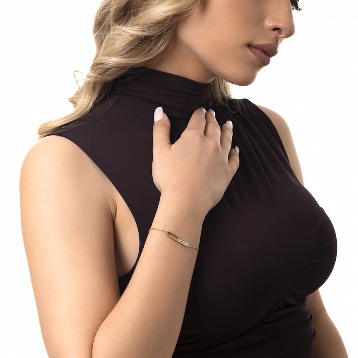 Oxzen ατσάλινο βραχιόλι με λευκά ζιργκόν