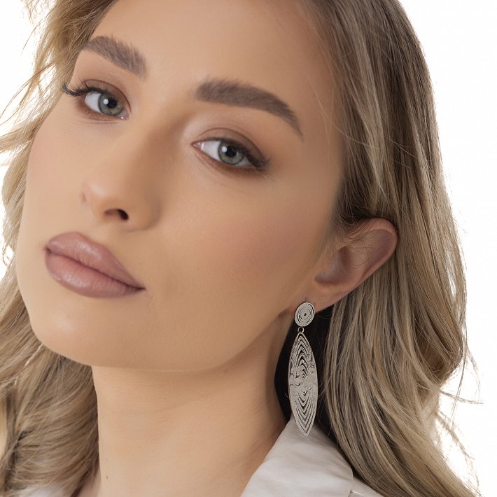 Oxzen σκουλαρίκι ατσάλινο μακρύ