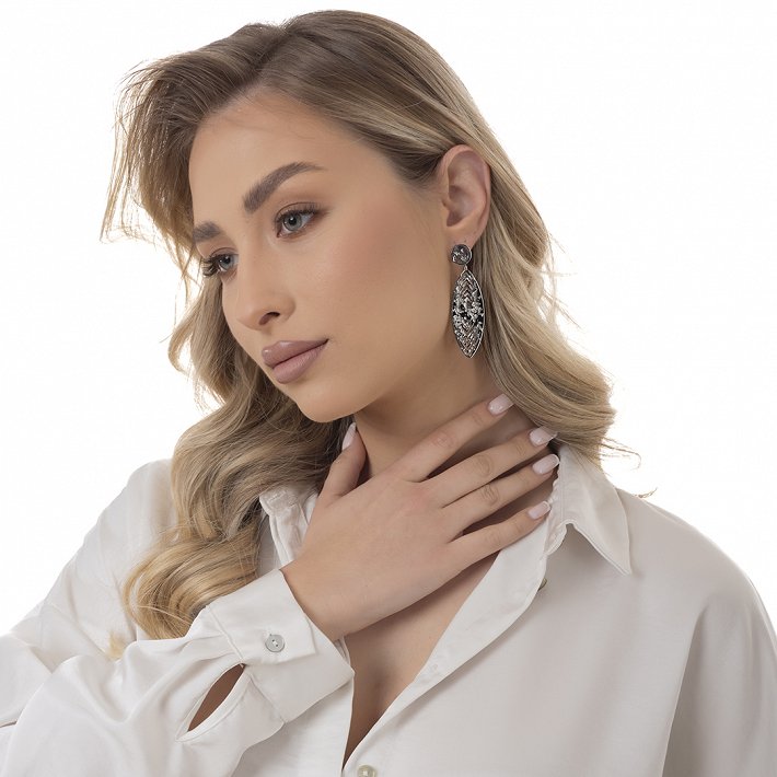 Oxzen σκουλαρίκι ατσάλινο μακρύ