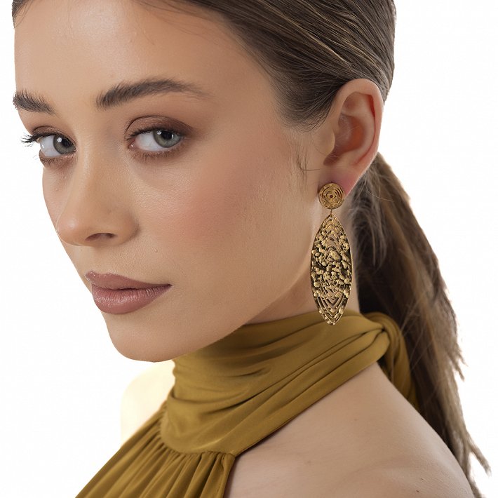 Oxzen σκουλαρίκι ατσάλινο μακρύ