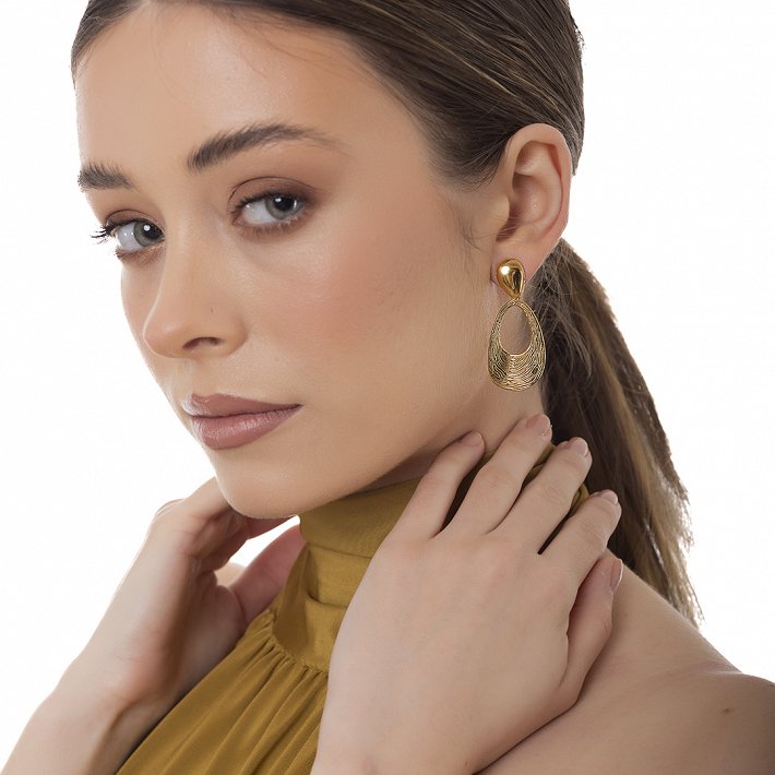 Oxzen ατσάλινο σκουλαρίκι οβάλ μακρύ