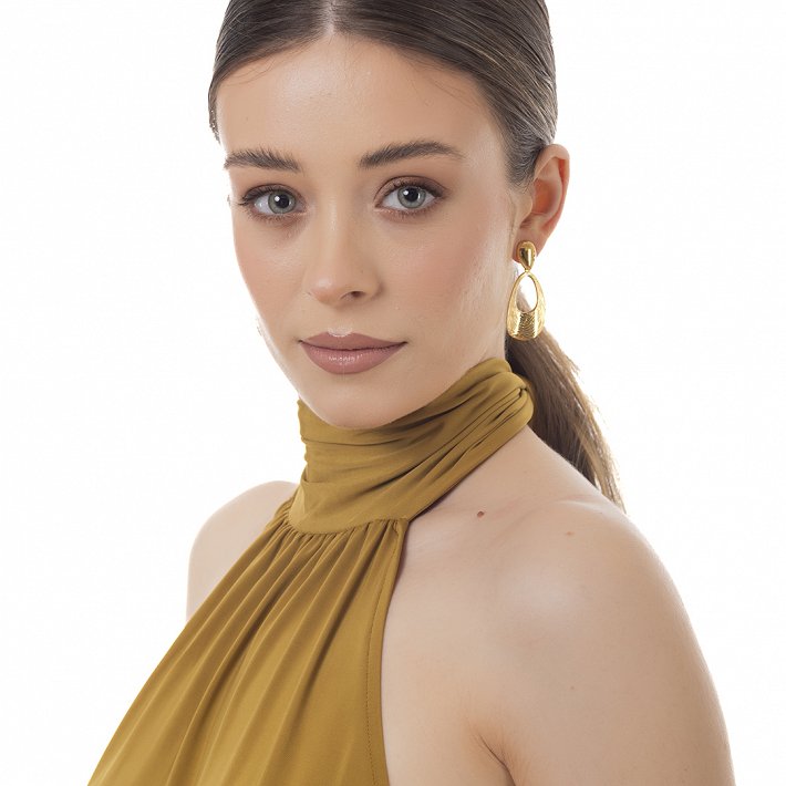 Oxzen ατσάλινο σκουλαρίκι οβάλ μακρύ