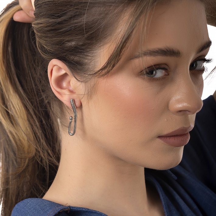 Oxzen σκουλαρίκι ατσάλινο μακρύ