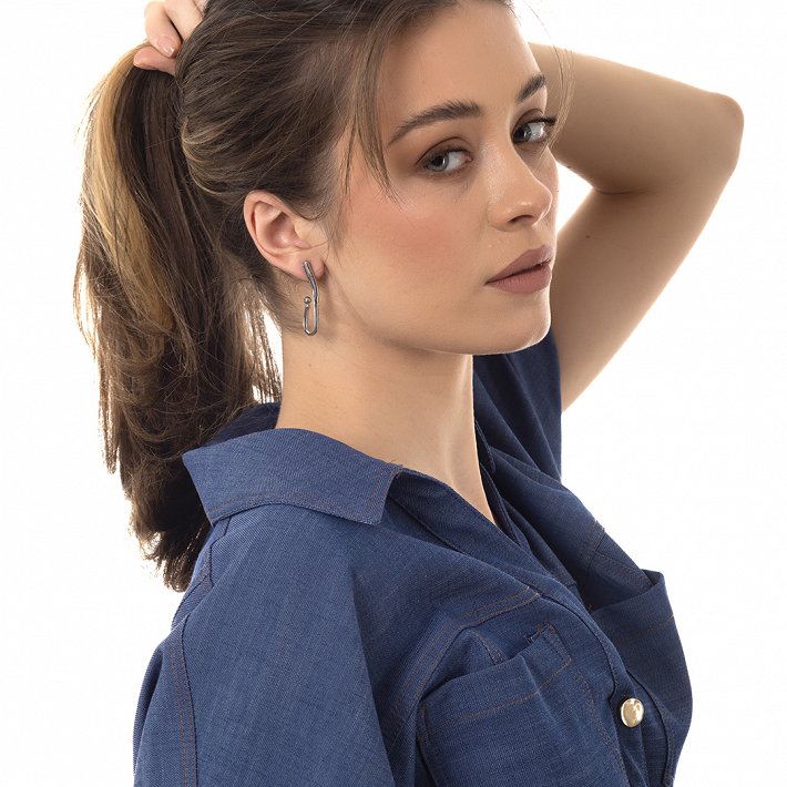 Oxzen σκουλαρίκι ατσάλινο μακρύ