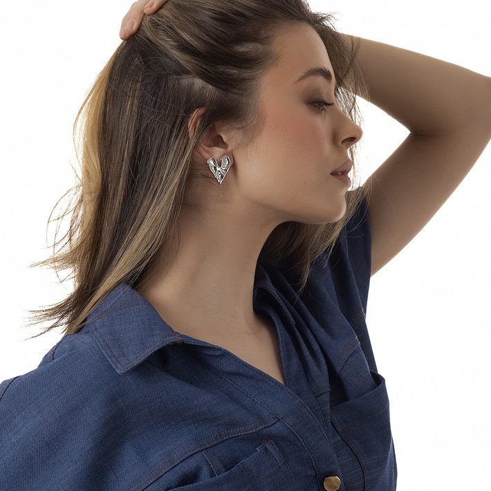 Oxzen σκουλαρίκι ατσάλινο καρδιά