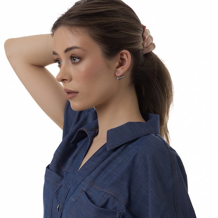 Oxzen σκουλαρίκια καρφωτά με λευκά ζιργκόν