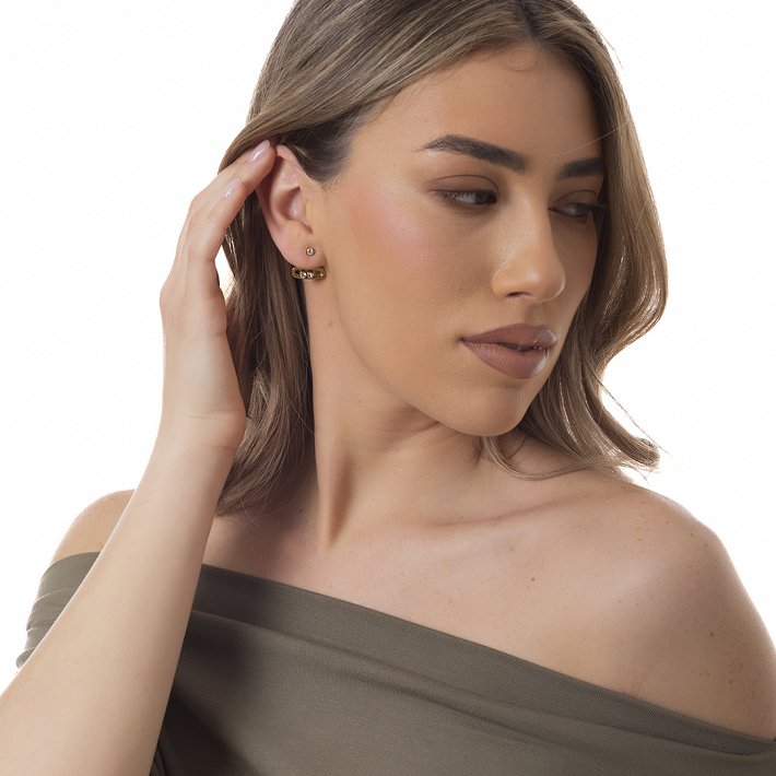 Oxzen σκουλαρίκια καρφωτά με λευκά ζιργκόν