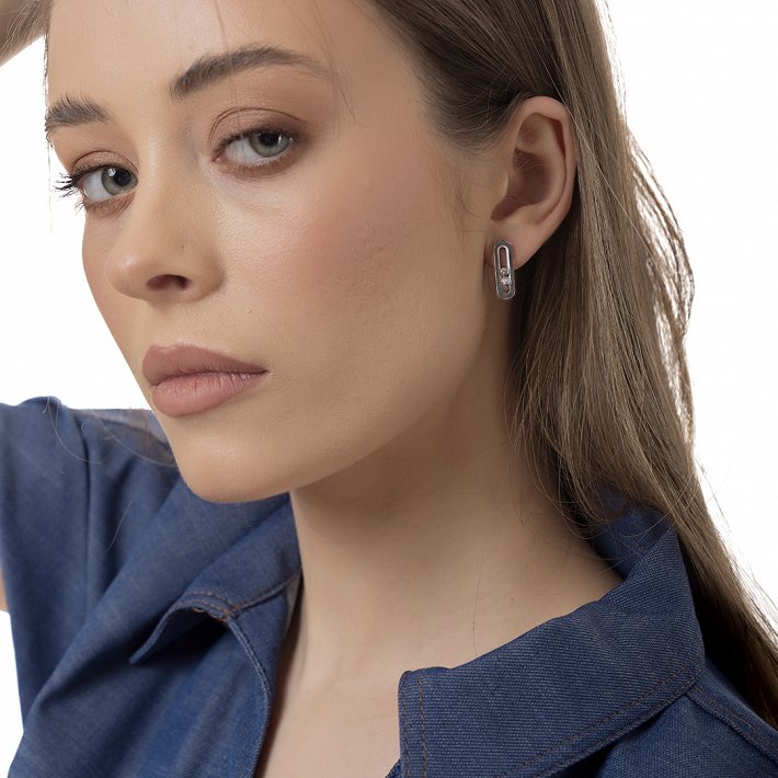 Oxzen σκουλαρίκια καρφωτά με λευκά ζιργκόν
