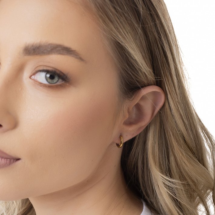 Oxzen ατσάλινο ασηνόχρυσο κρικάκι Unisex (3 x 10) mm