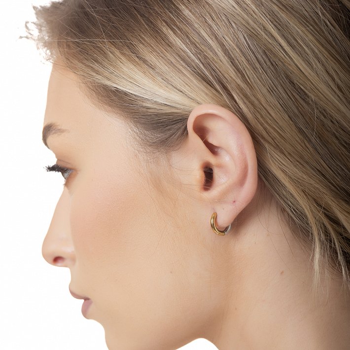 Oxzen ατσάλινο ασηνόχρυσο κρικάκι Unisex (2 x 12) mm