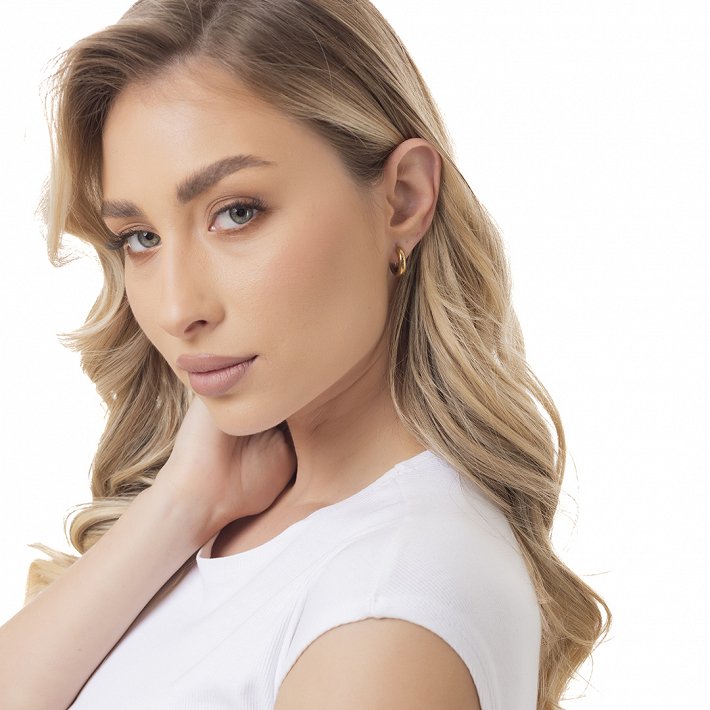 Oxzen ατσάλινο ασηνόχρυσο κρικάκι Unisex (3 x 10) mm