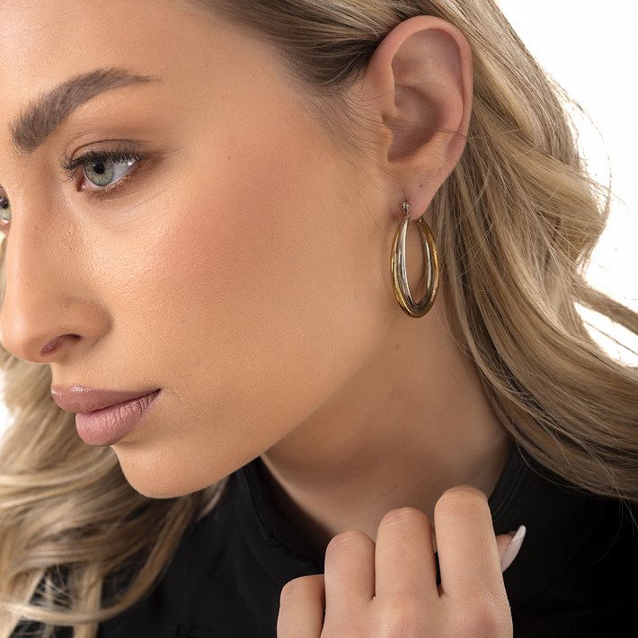 Oxzen ατσάλινος ασημόχρυσος κρίκος 35 mm