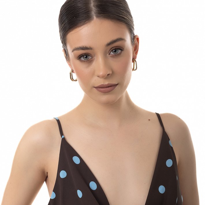 Oxzen ατσάλινος ασημόχρυσος κρίκος οβάλ