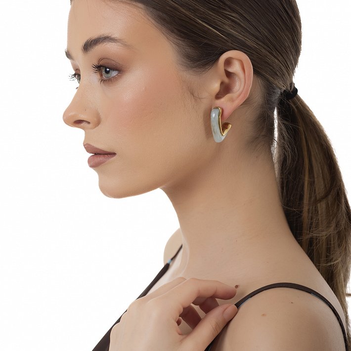 Oxzen ατσάλινο σκουλαρίκι κρίκος με σμάλτο