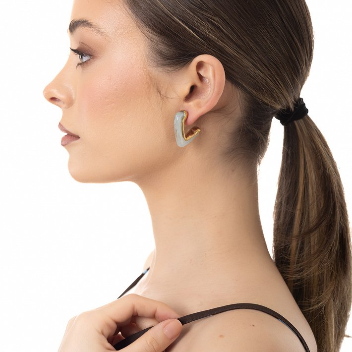 Oxzen ατσάλινο σκουλαρίκι κρίκος με σμάλτο