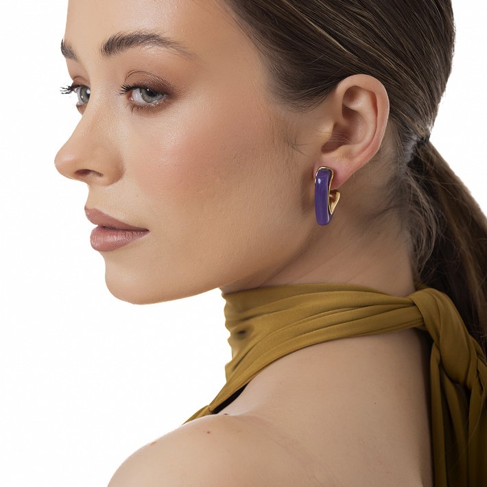 Oxzen ατσάλινο σκουλαρίκι κρίκος με σμάλτο