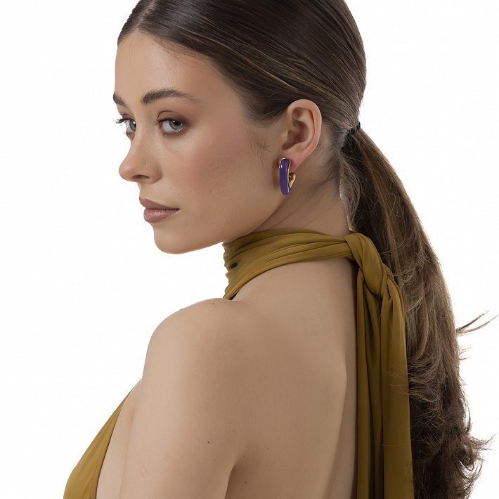 Oxzen ατσάλινο σκουλαρίκι κρίκος με σμάλτο