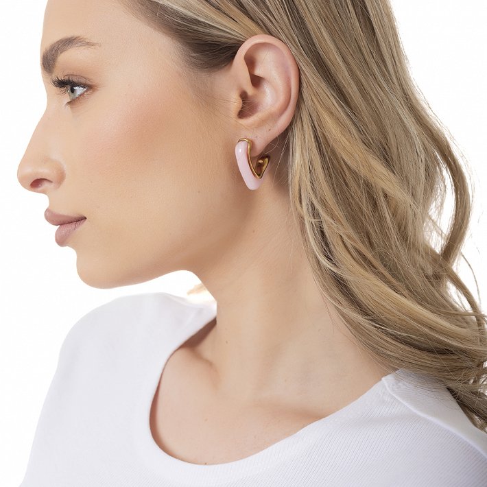 Oxzen ατσάλινο σκουλαρίκι κρίκος με σμάλτο