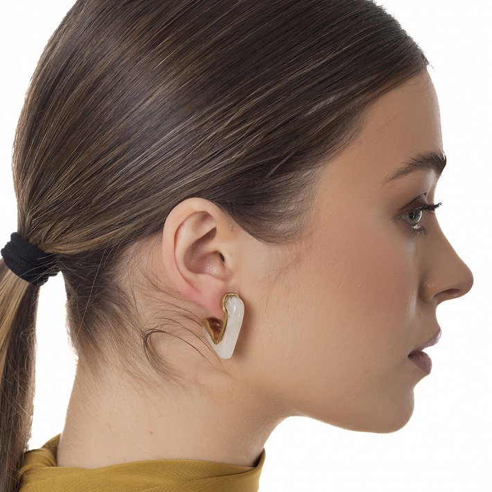 Oxzen ατσάλινο σκουλαρίκι κρίκος με σμάλτο