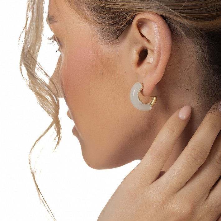 Oxzen ατσάλινο σκουλαρίκι κρίκος με σμάλτο