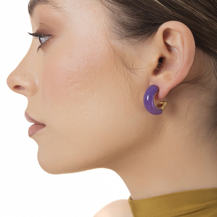 Oxzen ατσάλινο σκουλαρίκι κρίκος με σμάλτο