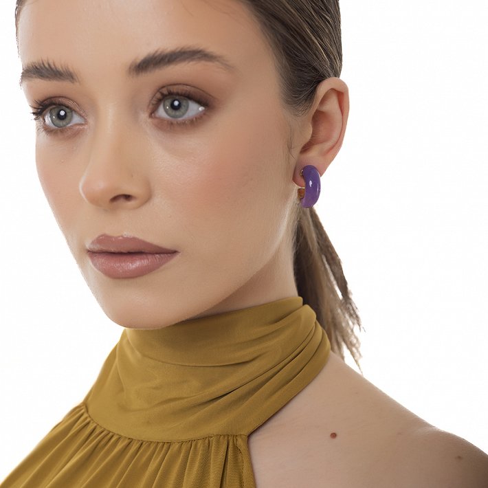 Oxzen ατσάλινο σκουλαρίκι κρίκος με σμάλτο