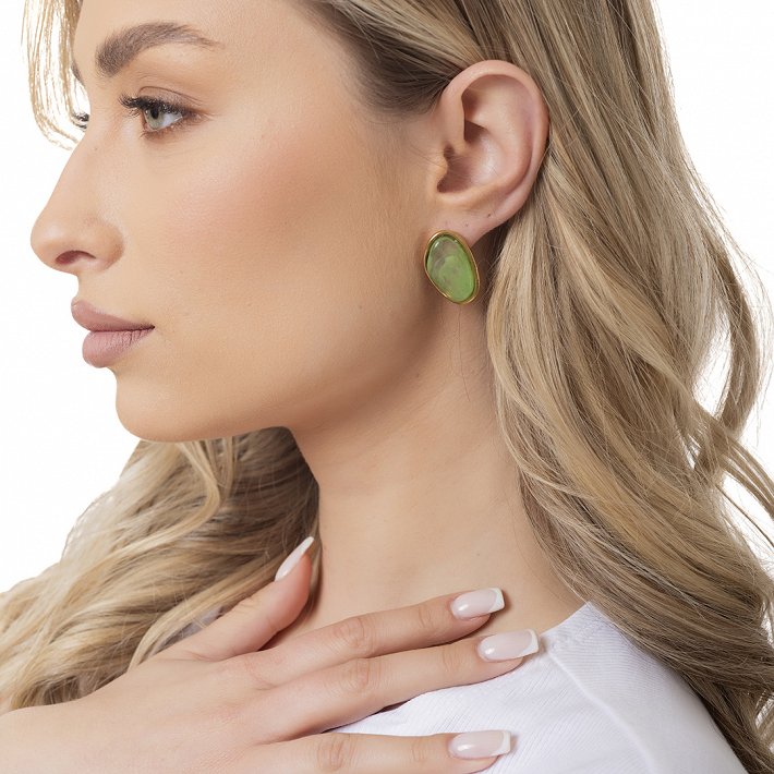 Oxzen ατσάλινο σκουλαρίκι καρφωτό με σμάλτο