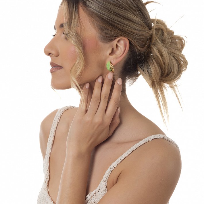 Oxzen ατσάλινο σκουλαρίκι κρίκος με σμάλτο