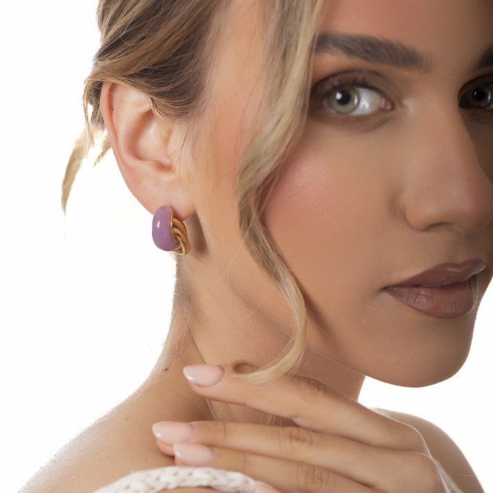 Oxzen ατσάλινο σκουλαρίκι κρίκος με σμάλτο