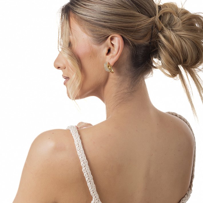 Oxzen ατσάλινο σκουλαρίκι κρίκος με σμάλτο