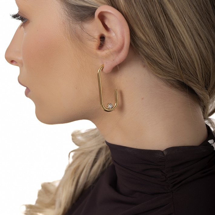 Oxzen ατσάλινος κρίκος μεγάλος με ζιργκόν