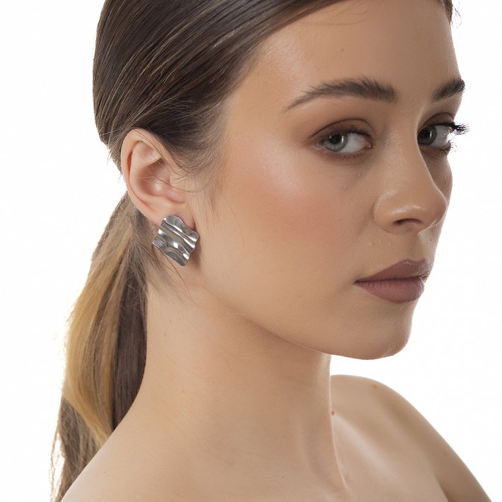 Oxzen ατσάλινο σκουλαρίκι καρφωτό τετράγωνο